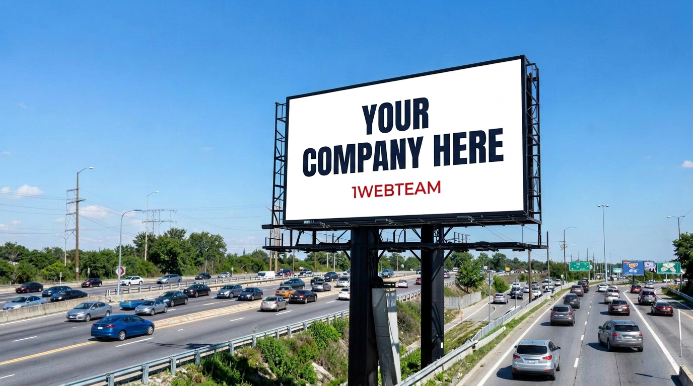 Digital billboard beside a busy highway